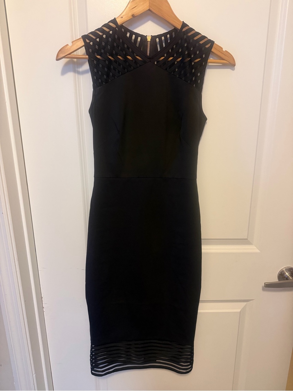 Ted Baker Black Sleeveless Lucette Dress with Mesh Stripe Insets. $248 retail - Picture 3 of 7